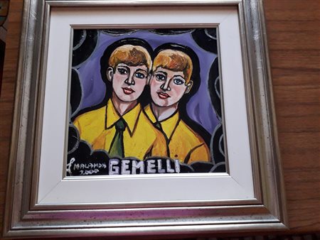 Luigi "Billy" Malaman, Gemelli, 2000 Tecnica mista su vera pelle, 40cm x...