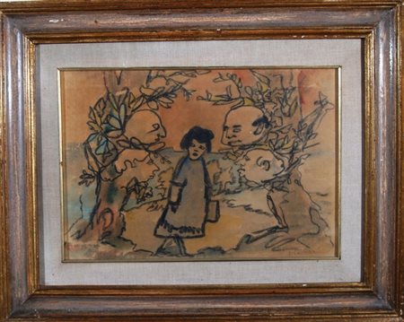 MACCARI MINO (Siena 1898 - Roma 1989) "Gli alberi parlanti" 1964 pastello a...