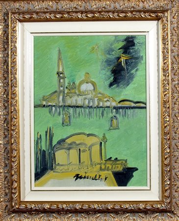 BRINDISI REMO (Roma 1918 - Lido di Spina 1996) "Venezia" '80 olio su tela....