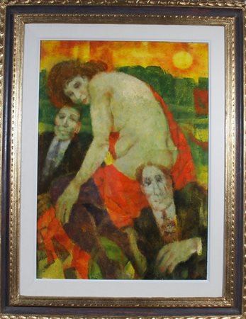 SQUILLANTINI REMO (Stia 1920 - Firenze 1996) "Figure in giardino" 1986 olio...