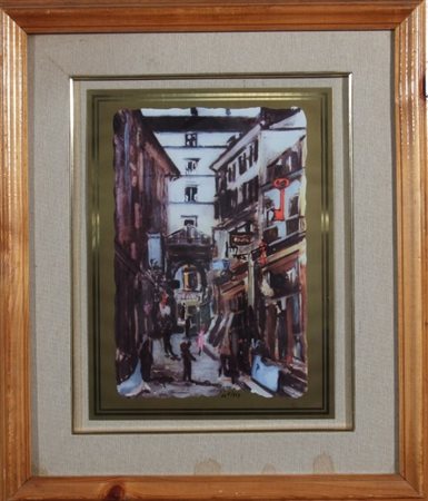 DE PISIS FILIPPO (Ferrara 1896 - Milano 1956) "Strada di Parigi" Lastra...