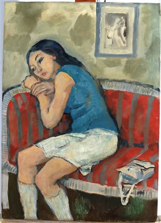 LABO' SAVINIO (Milano 1899 - Milano 1976) "Figura che riposa" 1973 olio su...