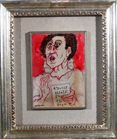 MIGNECO GIUSEPPE (Messina 1908 - Milano 1997) "Cantante" china colorata su...