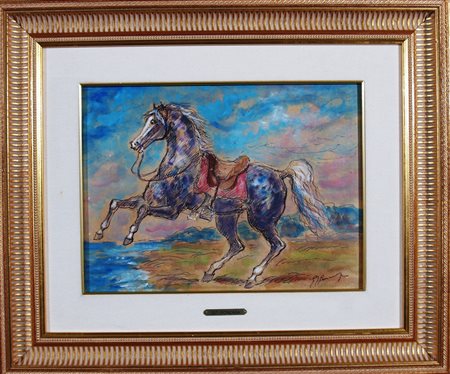 GONZAGA GIOVAN FRANCESCO (Milano 1921 - Milano 2007) "Corsiero" tecnica mista...