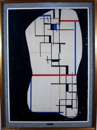 CRIPPA ROBERTO (Monza 1921 - Bresso 1972) "Geometrico" '50 olio su tela. cm....