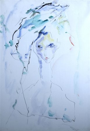 TRECCANI ERNESTO (Milano 1920 - Milano 2009) "Figura" olio su tela. cm. H:...