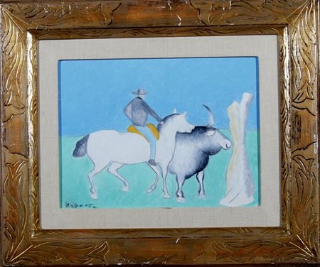 CESETTI GIUSEPPE (Tuscania 1902 - Tuscania 1990) "Bue e cavallo con fantino"...