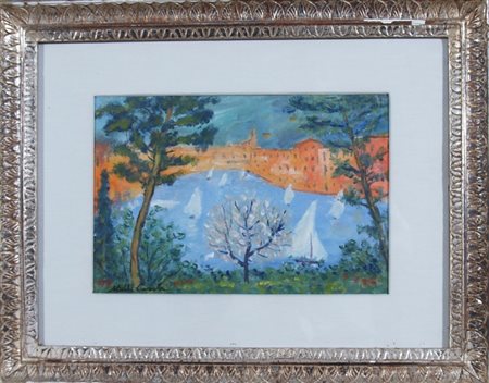 CASCELLA MICHELE (Ortona 1892 - Milano 1989) "Portofino" olio su tela. cm. H:...