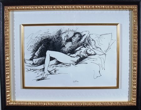 GUTTUSO RENATO (Bagheria 1912 - Roma 1987) "Nudi" acquerello e china su carta...