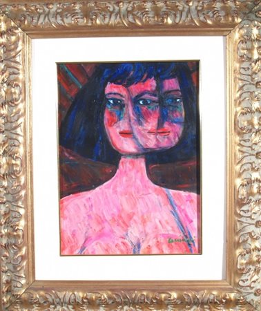 CASSINARI BRUNO (Piacenza 1912 - Milano 1992) "Doppia figura" 1989 olio su...