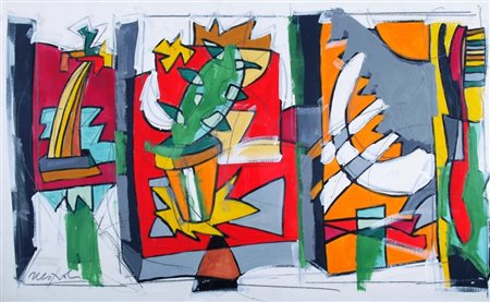 NESPOLO UGO (Mosso Santa Maria 1941) "Senza titolo" 1941 acrilico su carta da...