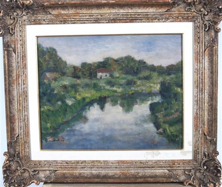 CARRA' CARLO (Quargnento 1881 - Milano 1966) "Paesaggio" 1949 olio su tela....