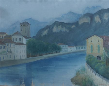 LILLONI UMBERTO (Milano 1898 - Milano 1980) "Lago di Brivio" 1937 olio su...
