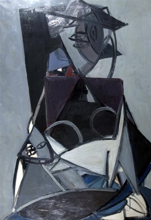 CRIPPA ROBERTO (Monza 1921 - Bresso 1972) "Figure astratte" 1949 olio su...