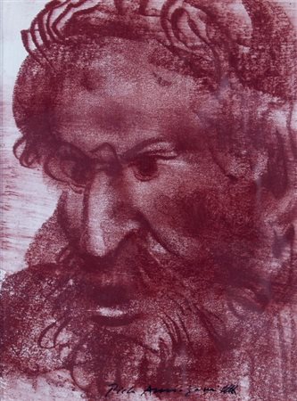 ANNIGONI PIETRO (Milano 1910 - Firenze 1988) "Volto" acquerello, gessetti e...
