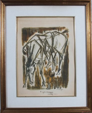 MIGNECO GIUSEPPE (Messina 1908 - Milano 1997) "Cavallo con cavaliere" 1960...