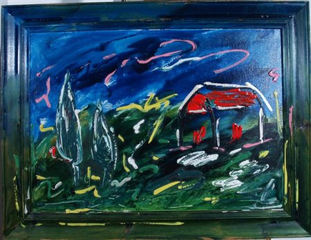 SCHIFANO MARIO (Homs 1934 - Roma 1998) "Paesaggio" olio su tela. cm. H: 64.00...