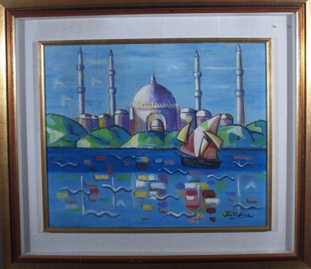 KODRA IBRAHIM (Tirana 1918 - Milano 2006) "Instabul" 1979 olio su tela. cm....