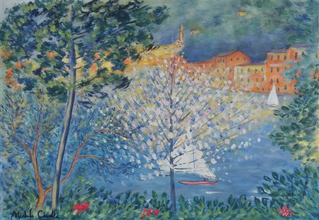 CASCELLA MICHELE (Ortona 1892 - Milano 1989) "Portofino" Olio su tela cm. H:...