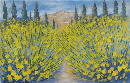 CASCELLA MICHELE (Ortona 1892 - Milano 1989) "Ginestre" Olio su tela cm. H:...