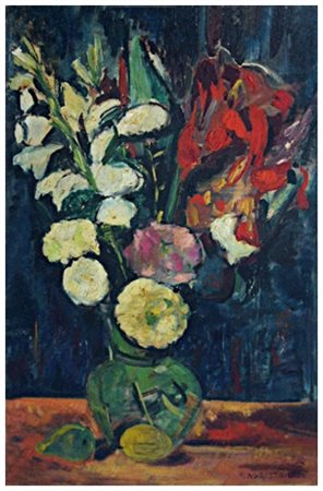 RENZO AGOSTINI Pistoia 1906 – Pistoia 1989 Fiori Olio su cartone 56 x 36,5....