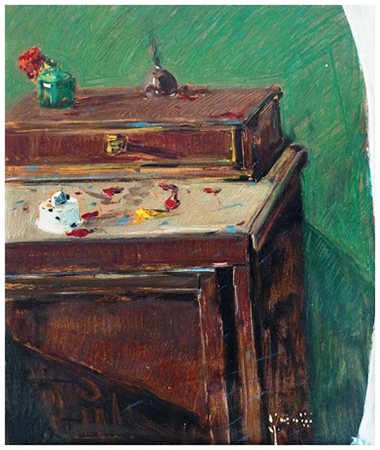 ALDO MAZZI Livorno 1937 Senza titolo Olio su faesite 56 x 47. Firma in b. a...