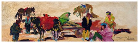 BASSO RAGNI Termoli 1921 – Livorno 1979 Senza titolo Olio su tela cartonata...