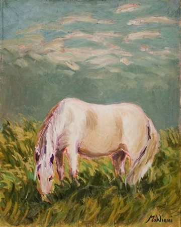 Giorgio Moldiani Cavallo in rosa - 1972 olio su tela cm. 50x40 Firma in basso...