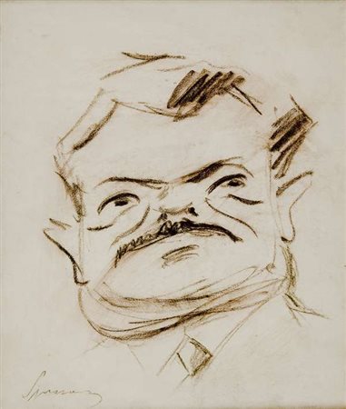 Luigi Spazzapan Senza titolo carboncino su carta intelata cm. 38x32 Firma in...