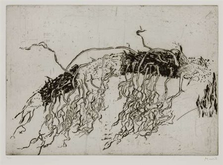 Anton Zoran Music Radici II – 1985 acquaforte, es. 96/125 cm. 38x54 l’inciso...