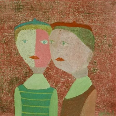 Luigi Del Sal Maternità - 1974/1975 tecnica mista su tavola cm. 52x52 Firma...