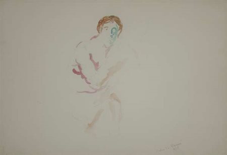 Roberto Barni Figura – 1980 acquarello su carta cm. 35x50 Firma in basso a dx...