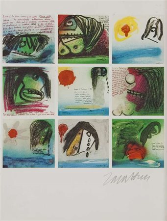 Cesare Zavattini Le nove Muse riproduzione litografica a 4 colori offset,es....