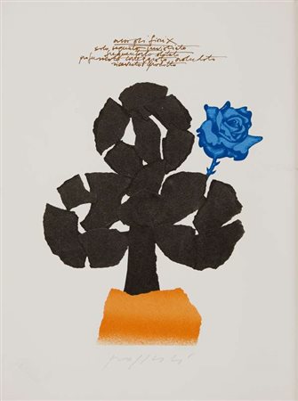 Concetto Pozzati Fiori fotolitografia a 7 colori,es. 194/5000 cm. 28x21 Firma...
