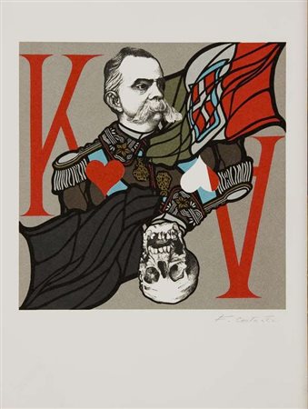 Flavio Costantini Il Re fotolitografia a 9 colori,es. 1495/5000 cm. 28x21...