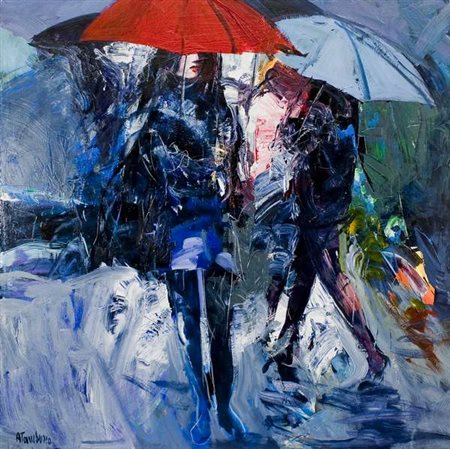 Antonio Tamburro Senza titolo olio su tela cm. 100x100 Firma in basso a sx...