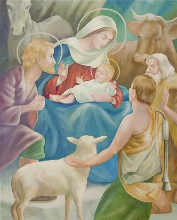 Gian Marco Montesano Le coeur de l'art est catholique – 1983 olio su tavola...