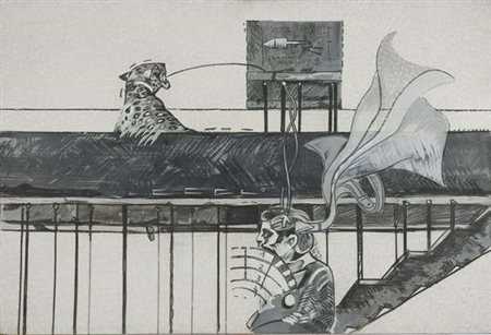 Vincenzo Eulisse Io non ho mai visto Los Angeles – 1970 olio su tela cm....