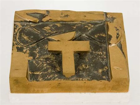 Tommaso Cascella Segreta – 1995 scultura in bronzo e travertino,es. 7/14 cm....