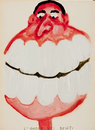 Gabriele Picco L'amore nei denti – 1998 tempera su cartoncino su foglio di...