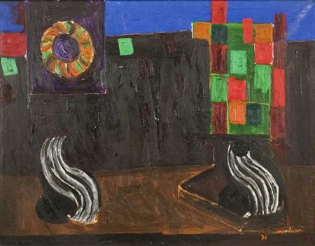 Bruno Cassinari Composizione (tramonto) – 1971 olio su tela cm. 70x90 Firma...