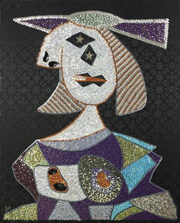 BAJ ENRICO (1924 - 2003) Femme. 1972. Tecnica mista e applicazioni su tela...
