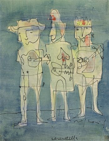 ROGNONI FRANCO (1913 - 1999) Senza titolo. Tecnica mista su carta. Cm 22,00 x...