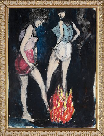 GUTTUSO RENATO (1912 - 1987) Senza titolo. Tecnica mista su cartoncino. Cm...