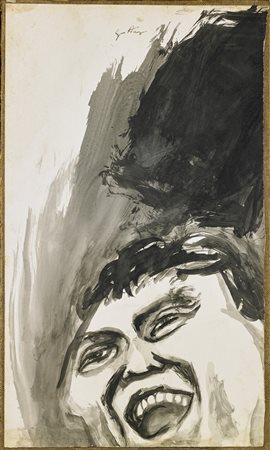 GUTTUSO RENATO (1912 - 1987) Senza titolo. 1962. Acquarello su carta su tela....