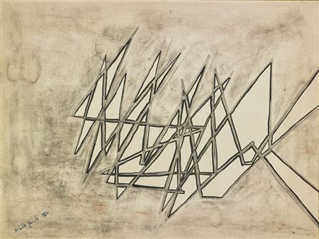 PERILLI ACHILLE (n. 1927) Senza titolo. 1950. Tecnica mista su carta su tela....