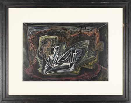 ORIANI PIPPO (1909 - 1972) L'attente. 2003. Encausto su cartone. Cm 45,00 x...