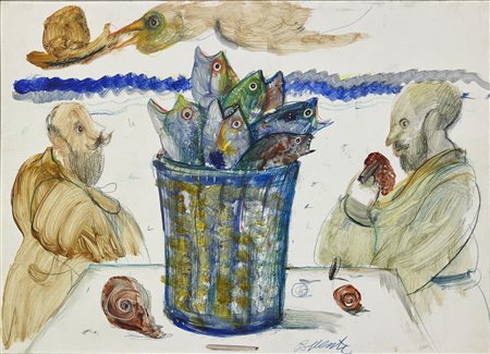 POSSENTI ANTONIO (n. 1933) Senza titolo. Tecnica mista su cartone. Cm 50,00 x...