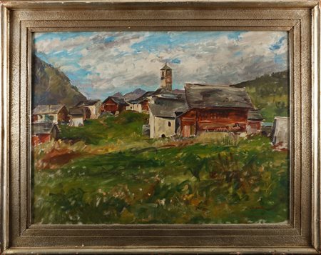 MONTI CESARE (1891 - 1959) Senza titolo. Olio su tela . Cm 79,00 x 64,50....