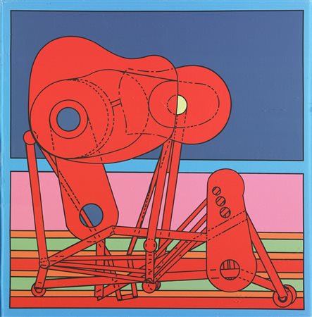 VOLPINI RENATO (n. 1934) Macchina inutile. Tecnica mista su tela. Cm 50,00 x...